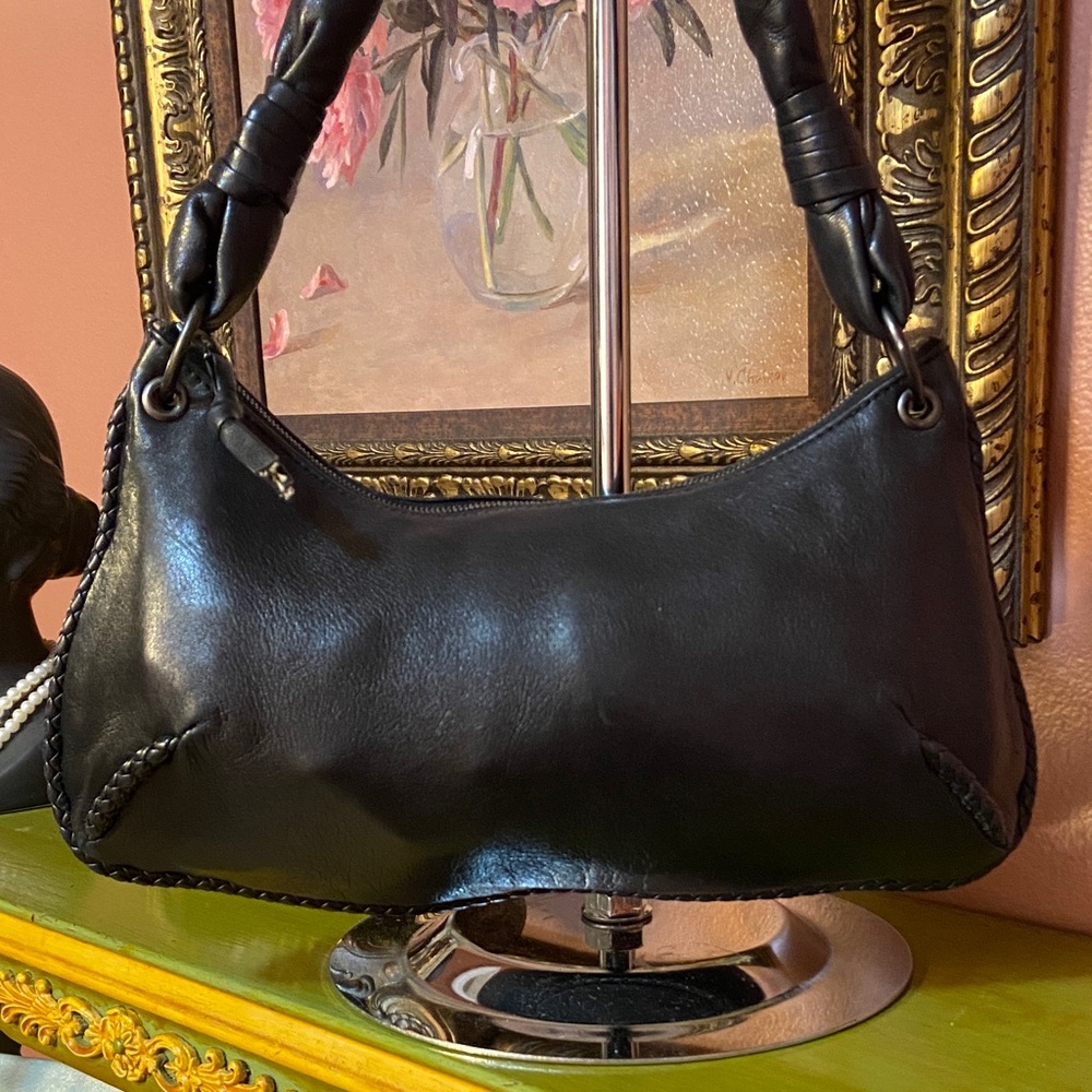 Bottega Veneta Soft Black Leather Hobo Mini Intrecciato Bag GUC 11x5.5 8” Drop